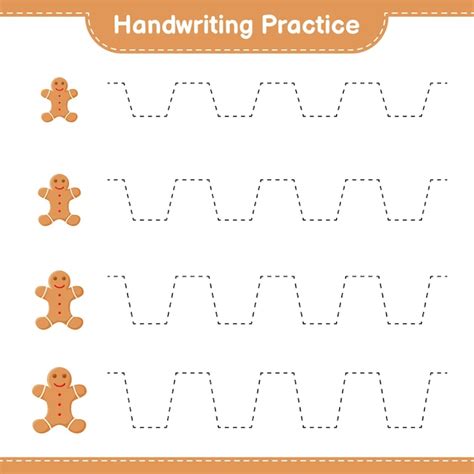 Premium Vector Handwriting Practice Tracing Lines Of Gingerbread Man