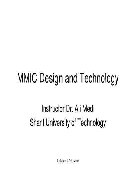 MMIC Design and Technology | PDF | Microwave | Electricity