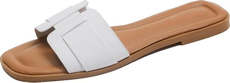 Amazon Stratuxx Kaze Womens Flat Sandals Flat Slide Sandals White