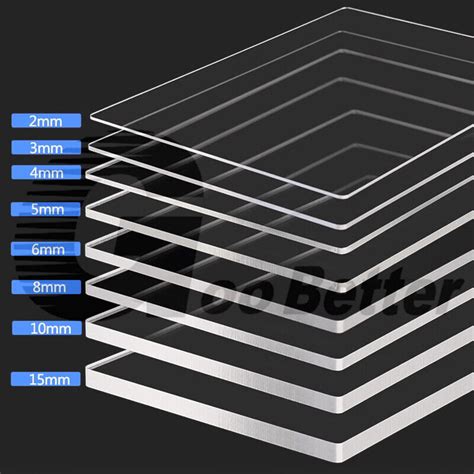 Clear Acrylic Perspex Sheet Plastic Panels Cut To Size Plate Thick 1 2