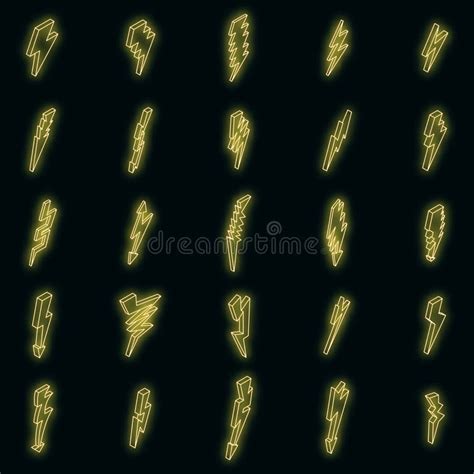 Lightning Bolt Icons Set Vector Neon Stock Illustration Illustration