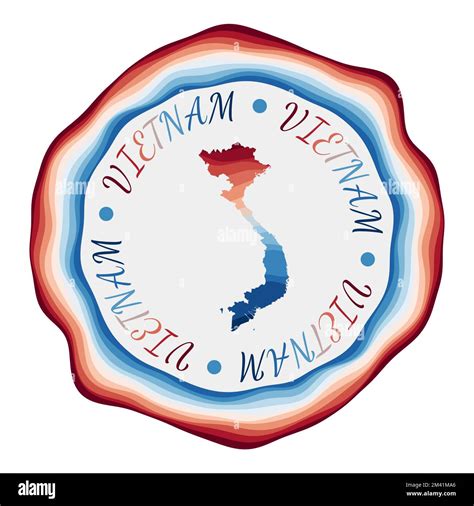 Insignia de Vietnam Mapa del país con hermosas ondas geométricas y