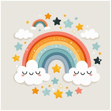 Dise O De Nubes Y Arco Iris Arco Iris Lindo Vector Premium Generado