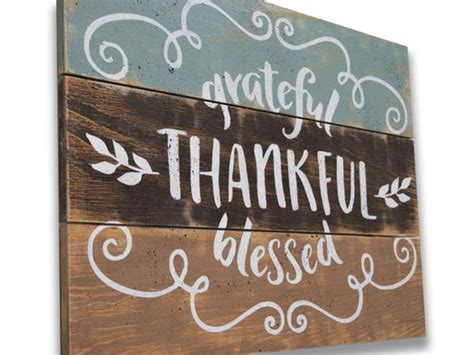 Grateful Thankful Blessed Wood Sign Rusticly Inspired Signs