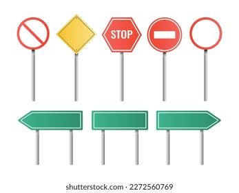 Set Realistic Road Signs Isolated On Stock Vector (Royalty Free ...