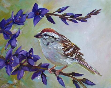 Donna Munsch Fine Art Original Oil Painting Sparrow