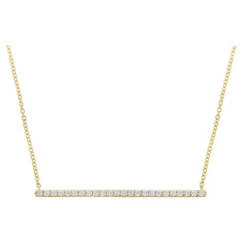 56 Carat Diamond Gold Vertical Bar Pendant Necklace At 1stDibs