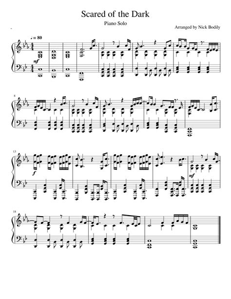 Scared Of The Dark Sheet Music For Piano Download Free In Pdf Or Midi