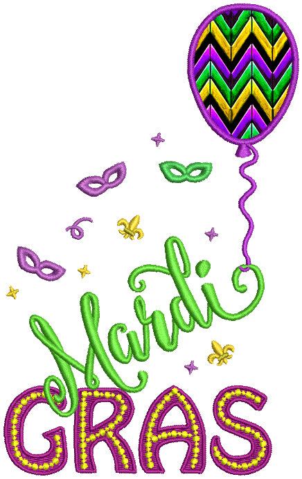 Mardi Gras Balloon Applique Machine Embroidery Design Digitized Patter