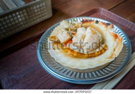 Grilled Scallop Hotate Japanese Served On Stock Photo