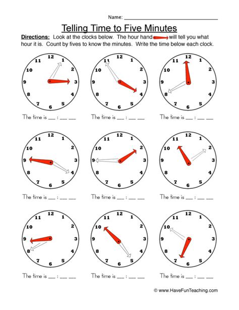 Time To The Five Minutes Worksheet Have Fun Teaching