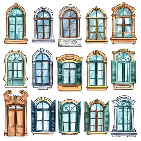 Windows Drawing Set, Hand-drawn Architecture Design Elements, Windows ...