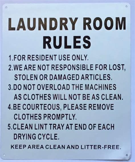 Laundry Room Rules Sign 10x12brush Silver Aluminum Hpdsignsnyc