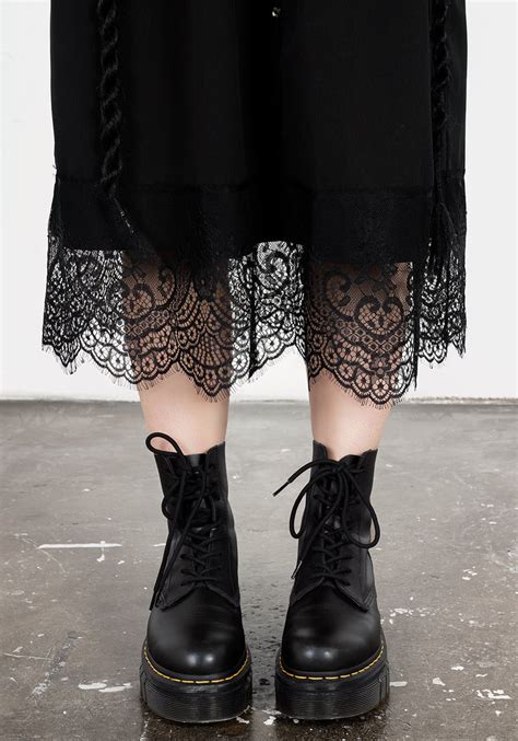 Mortuary Lace Button Up Midi Dress Disturbia