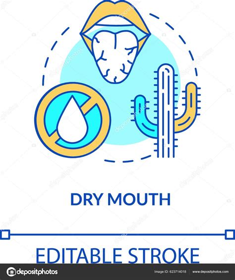 Dry Mouth Concept Icon Dehydration Sign Oral Problem Sore Throat Stock