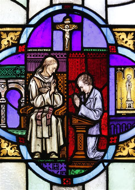 The sacrament of reconciliation is depicted in a stained-glass window ...