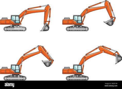 Excavators Heavy Construction Machines Vector Illustration Stock