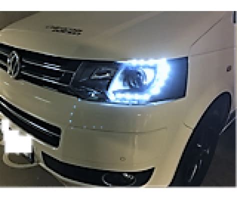 Paire De Phares H7 H1 Feux De Jour LED Noir Volkswagen T5 Multivan