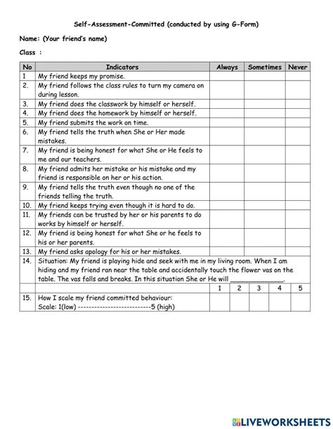 Character Building Worksheet Live Worksheets