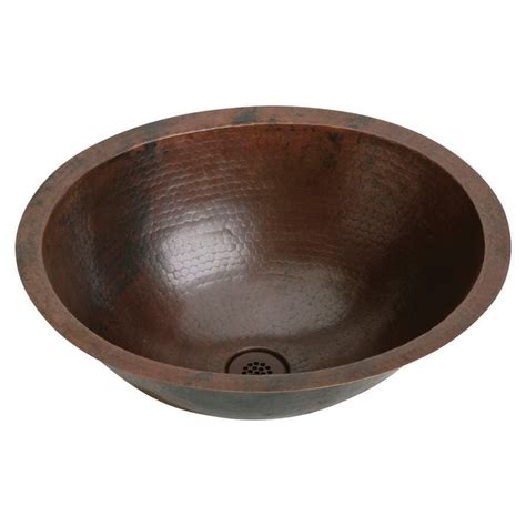 Elkay Asana Antique Hammer Copper Undermount Oval Bathroom Sink At