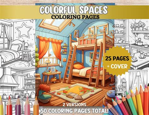 Cute Rooms Coloring Pages Kids House Coloring Pages Relaxing Adult ...