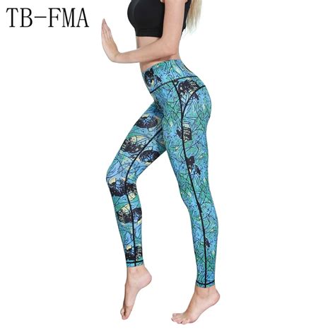 Women Sexy Yoga Pants High Waist Stretchy Dry Printed Yoga Pants Yoga