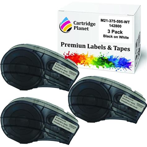 Buy 3 Pack Compatible M21-375-595-WT 142800 Black on White B-595 ...