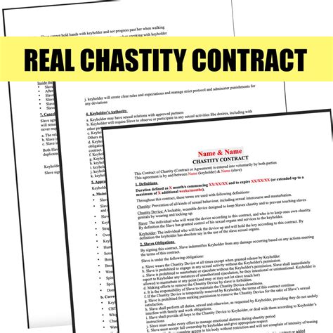 Chastity Contract For Flr Femdom And Couples Real Chastity Contract