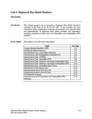 Fillable Online Unit Highmark Blue Shield Members Fax Email Print