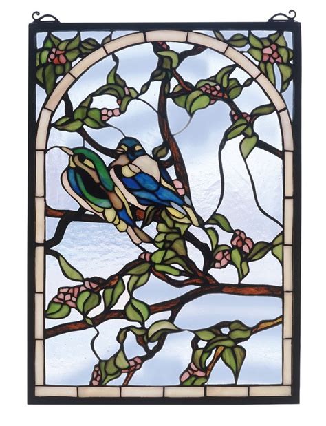 14 W X 20 H Lovebirds Stained Glass Window Meyda Lighting 47966 A Meyda Original A Pair Of