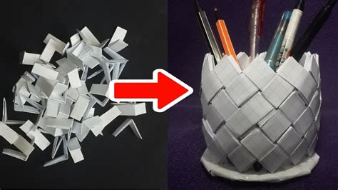 Diy How To Make A Easy Paper Pen Holder Simple Paper Craft Youtube