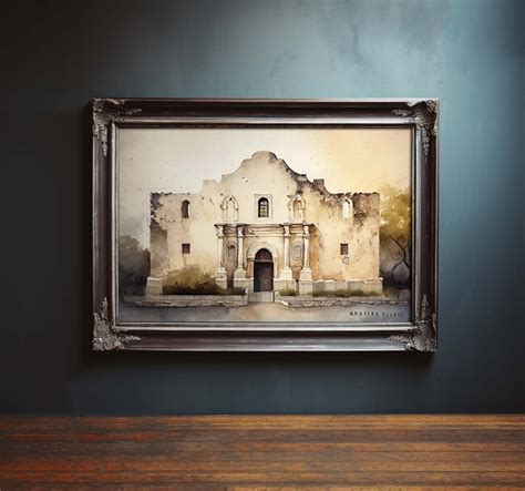 Vintage Painting The Alamo In San Antonio Texas The Alamo Painting