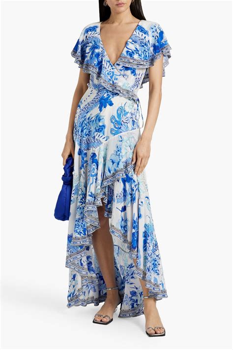 Camilla Crystal Embellished Ruffled Silk Crepe Wrap Dress The Outnet