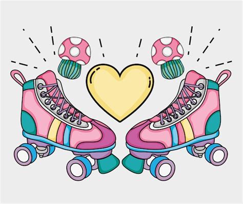 Dibujos Animados De Patines Del Arte Pop Vector Premium