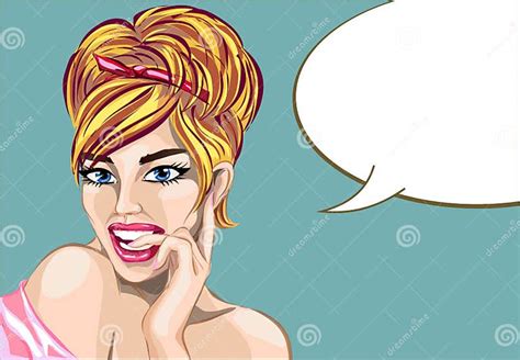 Pin Up Style Dreaming Woman Portrait With Speech Bubble Pop Art Girl