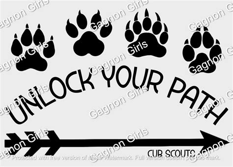 Cub Scout Rank Unlock Your Path Paw Svg Etsy