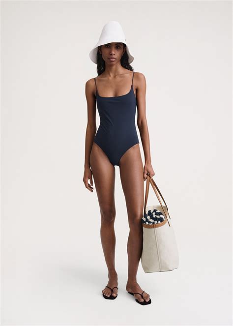 TotÊme Square Neck Swimsuit Dark Navy Editorialist