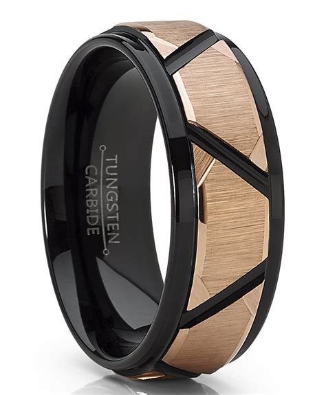 Metal Masters Men S Tungsten Carbide Wedding Ring Black And Rose