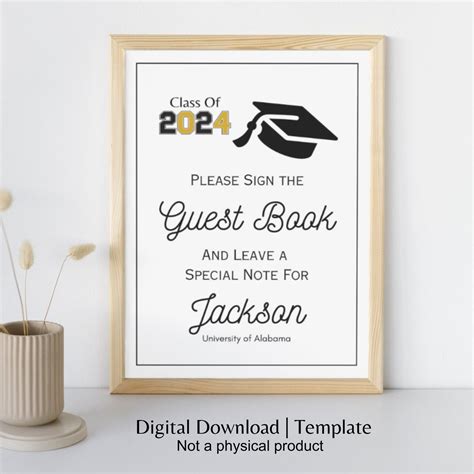 Graduation Guest Book Sign Template Printable Graduation Guest Book ...