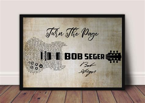 Bob Seger Turn The Page Lyrics Poster Back In 72 Bob Seger | Etsy