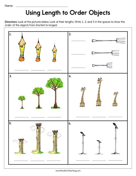 Comparing Length Worksheets For Kids