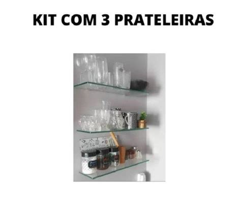 Kit Prateleira De Vidro Para Cozinha X Un C Suporte Tucano