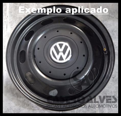 5 Pçs Calota Roda Ferro Vw 4 Furos Aro14 15 Amarok Preto B R 98 60