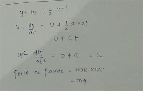 The Motion Of A Particle Of Mass M Is Described By Y Ut 12 Gt2