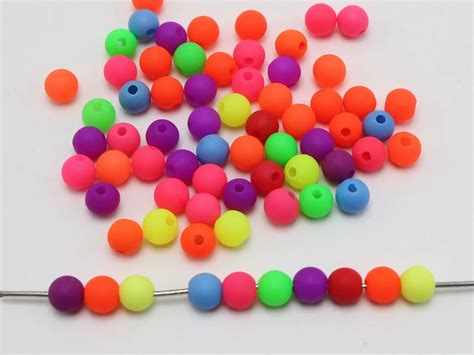 Mixed Frost Neon Color Acrylic Round Beads Mm Smooth Ball In Beads