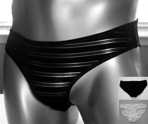 K Hot Sexy Men Skimpy Pouch Bikini C Thru Striped Black