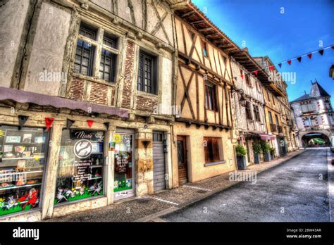 Sainte Foy La Grande France Vue Artistique Sur Les Boutiques Et Les