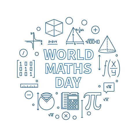 World Maths Day Concept Vector Line Round Banner Math Annual