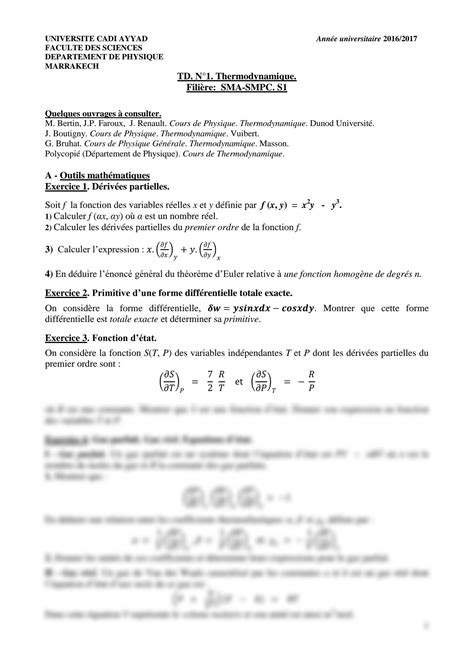 Solution Exercices Thermodynamique Studypool