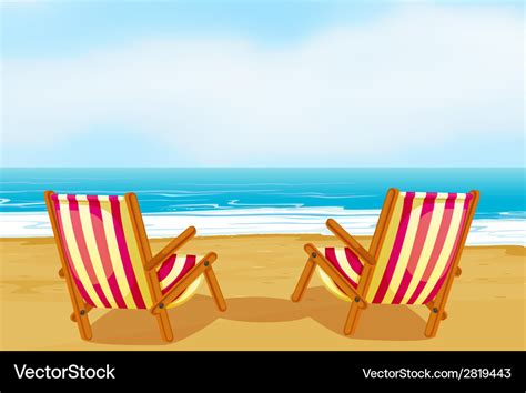 Chairs On Beach Royalty Free Vector Image VectorStock